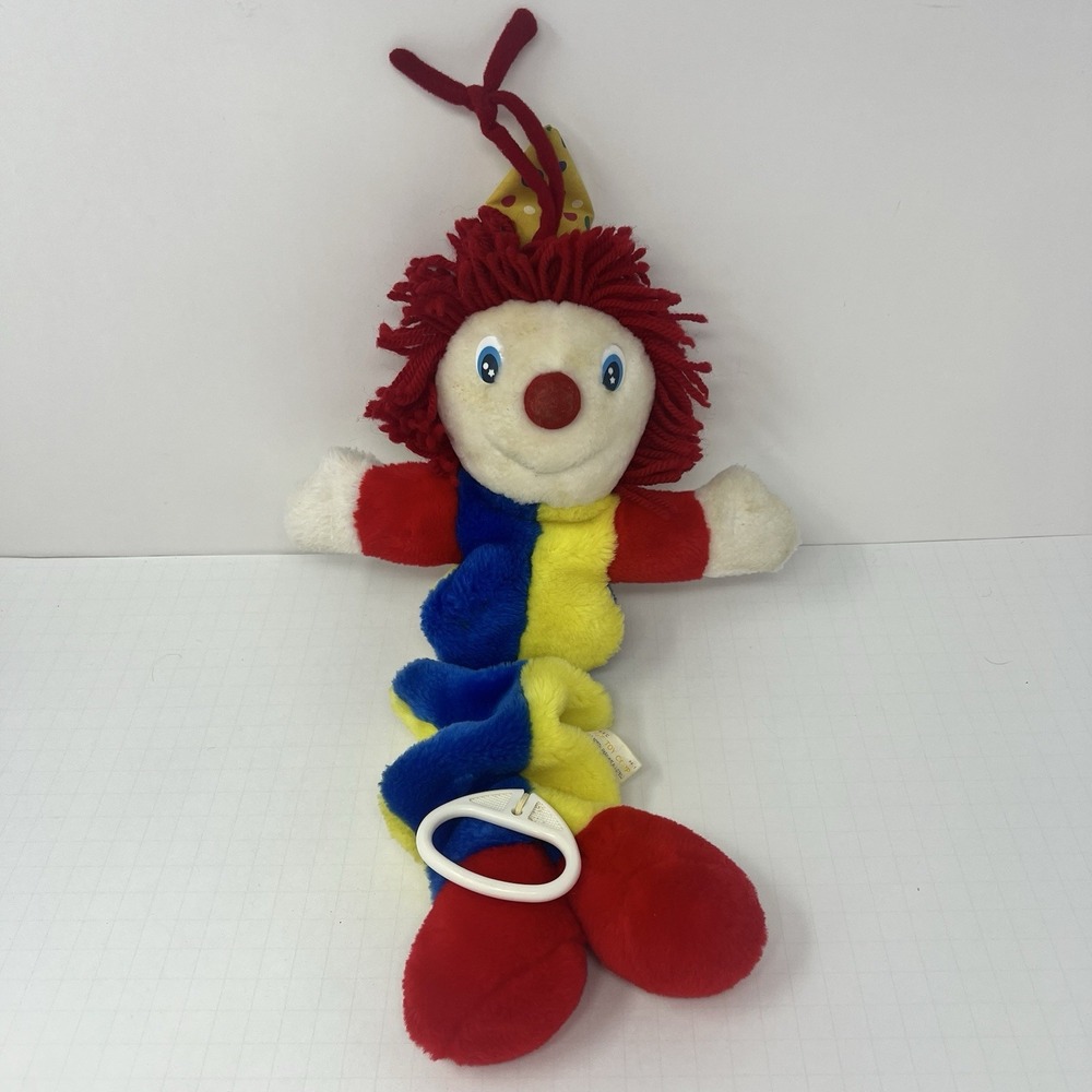 Clown Musical Pull String Crib Baby Toy Plush Vintage 1988 Prestige Toy